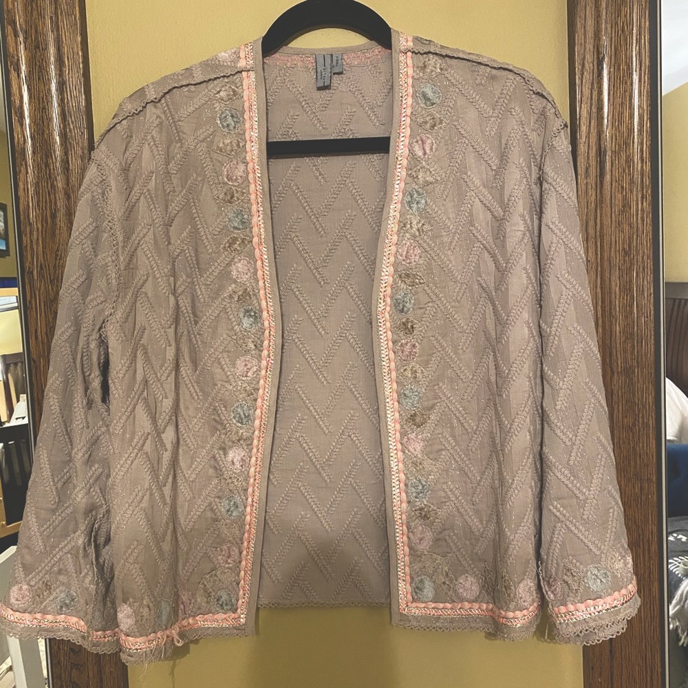 Anthropologie Blnk London Levirina Taupe Jacket